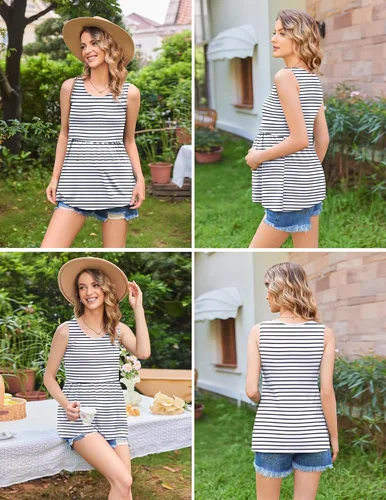 Vista 4 de Ekouaer Camisetas sin mangas de lactancia para mujer, paquete de 3