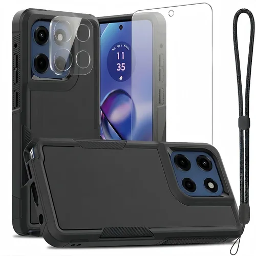 Vista 50 de Jeylly para Moto G Stylus 5G 2021 Funda con [2 Pack] Protector de Pantalla de Vidrio Templado, Protección Grado Militar Anti-Arañazos, Funda A