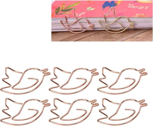 Vista 2 de 100 clips de papel con forma de animal de oro rosa, bonitos clips de papel con forma de conejo, bonitos clips de marcado para suministros