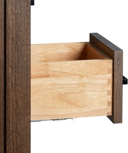 Vista 8 de ARIEL Cambridge Mueble base de tocador de baño de 36 pulgadas, madera maciza, 2 puertas de cierre suave, 5 cajones de cola de milano, roble marrón