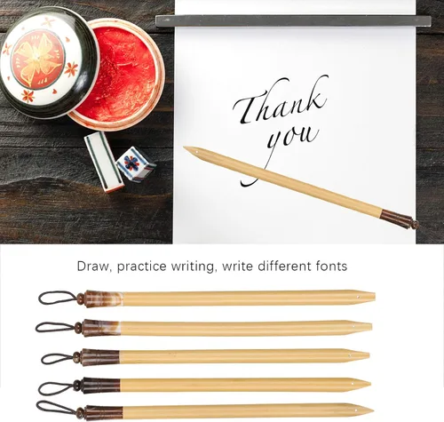 Vista 2 de GLOGLOW Juego de 5 bolígrafos de inmersión de caligrafía con mango de madera con 5 puntas para letras a mano, dibujo, bocetos, caligrafía, escritura