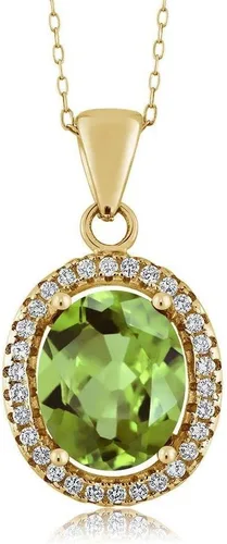 Vista 42 de Gem Stone King Collar con colgante de plata chapada en oro amarillo de 18 quilates de 0.433 x 0.354 in con piedra natal ovalada para mujer