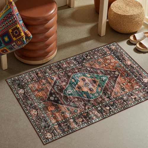 Vista 7 de Beeiva Alfombra bohemia lavable de 2 x 3 pulgadas, tapete ultra fino para puerta de entrada interior, tapete antideslizante para puerta delantera