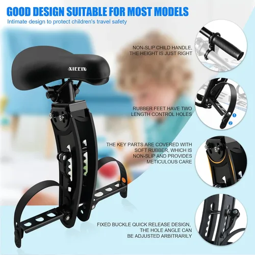 Vista 3 de XIEEIX Child Bike Seat, Kids Bike Seat with Guardrail, High Seat Cushion Backrest Mountain Bike Child Bike Seat, Bicycle Child Safety Seat for