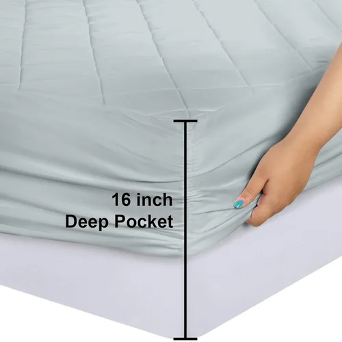 Vista 3 de Utopia Bedding - Cubrecolchón acolchado ajustado, protector y cubierta de colchón elástico con bolsillo profundo que se estira hasta 16 pulgadas