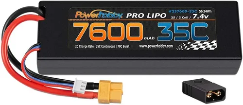 Vista 6 de Powerhobby 2S 7.4v 7600mah 35c Lipo Batería con enchufe XT60 + adaptador compatible con: Slash 4x4 4WD 2WD Stampede Rustler E-Revo E-Maxx Spartan