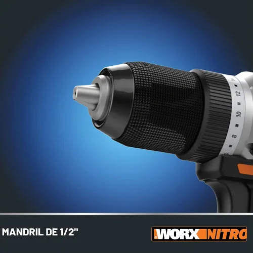 Vista 7 de Worx Nitro - Taladro percutor inalámbrico de 20V de 1/2" con motor sin escobillas, compacto y ligero de solo 6" y 3 libras, compatible con Power