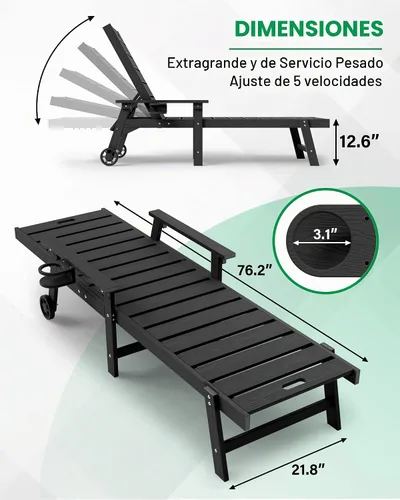 Vista 2 de YEFU HIPS - Juego de 2 sillas de salón para exteriores, color negro