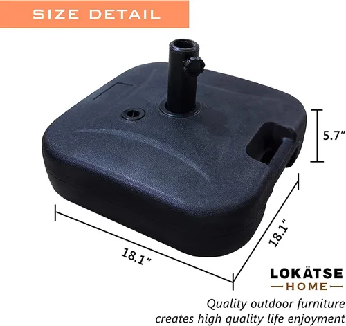 Vista 2 de LOKATSE HOME Base cuadrada de plástico rellenable para exteriores, para sombrilla de patio, color negro