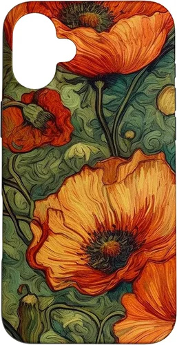 Vista 22 de iPhone 16 Floral Van Gogh Style Poppy Flower Case