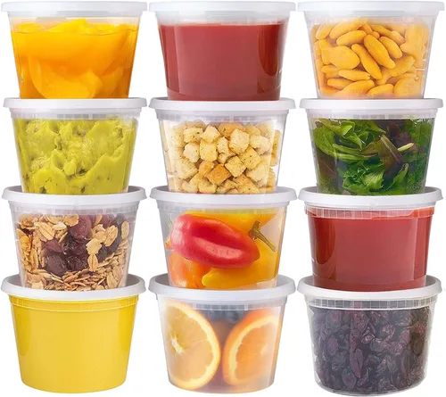 Vista 9 de vivigu Recipientes de delicatessen con tapas 48 juegos [8, 16, 32 oz 16 cada uno] - Recipientes de almacenamiento de alimentos con tapas aptos