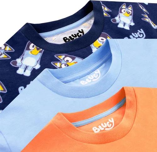 Vista 14 de Bluey Paquete de 3 camisetas para niños para verano, paquete de 3 camisetas de algodón para niños
