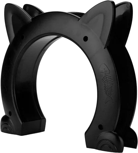 Vista 5 de Puerta de gato, puerta de perro de material ABS para interior exterior para ventana para puertas domésticas (negro)