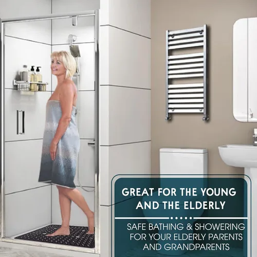 Vista 6 de ENKOSI Alfombrilla grande de 27 x 27 pulgadas cuadrada antideslizante para la ducha Alfombrilla antideslizante para cabina de ducha para personas