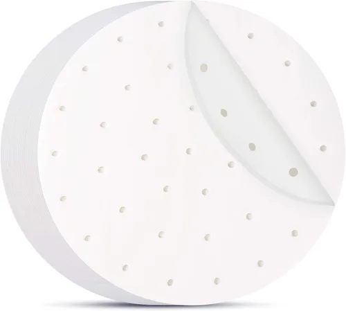 Vista 10 de Beasea Papel pergamino para freidora de aire, 11 pulgadas, 200 piezas redondas sin blanquear sin perforar pergamino de bambú