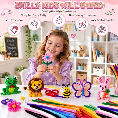 Vista 5 de 2000 PCS Pipe Cleaners Bulk 20 Colors Chenille Stems Pipe Cleaners Craft