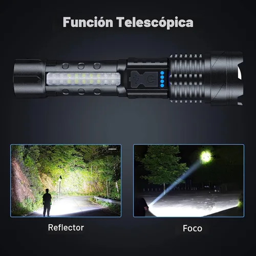 Vista 4 de Cinlinso Linterna de Altos Lúmenes Recargable Paquete de 2, 990000 Lúmenes Súper Brillantes, Linternas LED con 7 Modos de Luz, IPX6 Impermeable