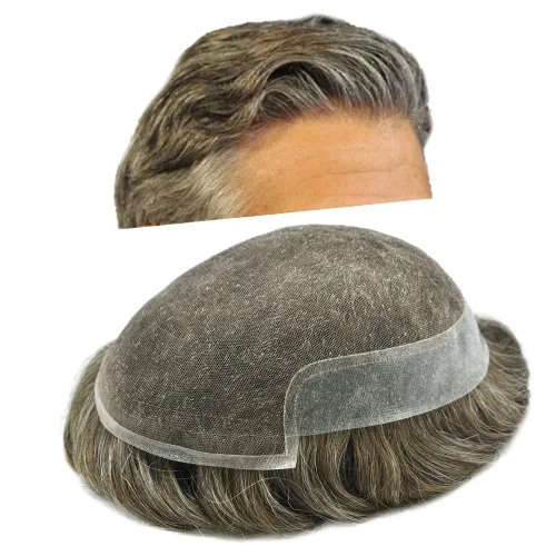 Vista 59 de Tupé de encaje suizo para hombres, piezas de cabello humano real, encaje frontal, sistema de reemplazo de cabello tipo tupé, nudo blanqueado, línea