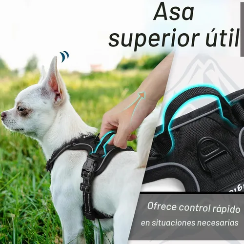 Vista 5 de Eagloo Arnés para perro pequeño, sin tirones, chaleco de servicio con tiras reflectantes y asa de control, ajustable y cómodo para caminar, arnés