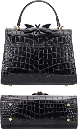 Vista 6 de PIJUSHI Bolsos de diseñador para mujer de piel de cocodrilo con mariposa