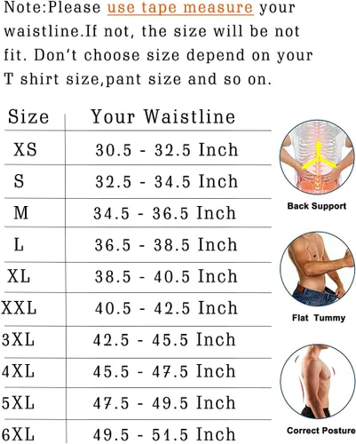 Vista 6 de GainKee 100% Látex Fajas de Entrenamiento para Cintura de Hombre con Hueso de Acero, Cinturón de Sudor, Traje de Sauna para Fitness, Moldeador