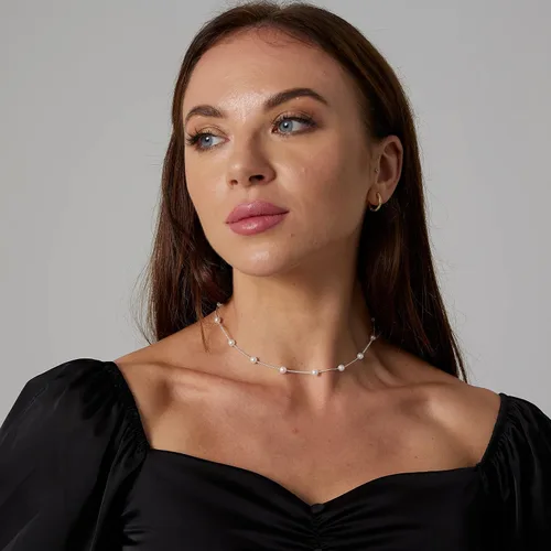 Vista 5 de Delicado collar con colgante de perlas para mujer, chapado en oro de 14 quilates, elegante collar de perlas de agua dulce, collar de perlas con clip
