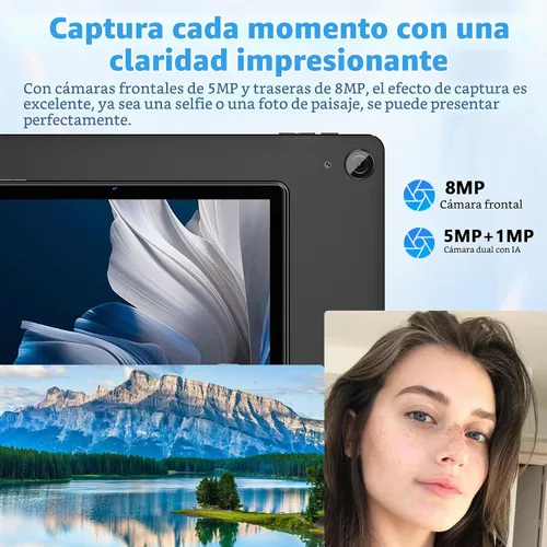 Vista 4 de Tablet de 10 Pulgadas, Tabletas Android 15 con 18 GB RAM+128 GB ROM (Expandible a 1 TB), Pantalla IPS HD de 1280 * 800 Octa Core, Batería de 6000