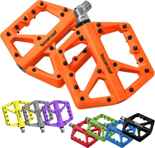 Vista 10 de Pedales MTB, pedales grandes para bicicleta de montaña, pedales de plataforma de bicicleta compuestos de fibra de nailon ligero, pedales de agarre