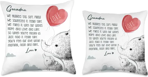 Vista 3 de Almohada para abuela de nietos con elefante, 15.7 x 15.7 in, multicolor