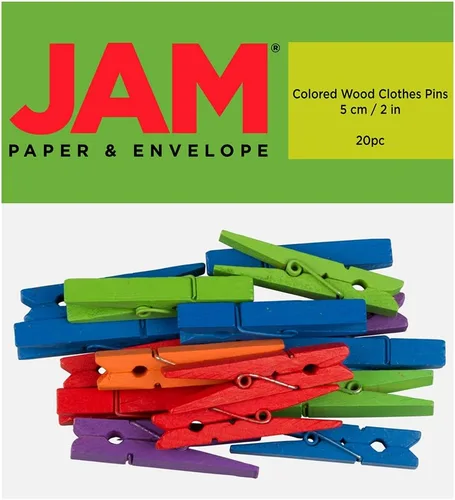 Vista 20 de JAM Papel® Mini Madera Ropa Pin Clips – 1 1/8" & 7/8 – 50 por caja, Blanco