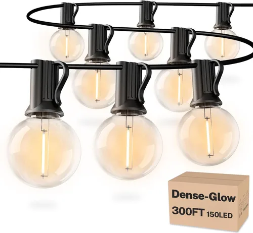 Vista 11 de RTTY Tira de luces LED G40 para exteriores de 25 pies, con 13 bombillas de plástico, inastillables, impermeables, conectables, para colgar