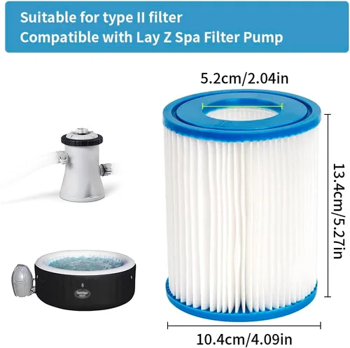 Vista 2 de Cartucho de filtro de piscina para bomba de filtro tipo II 58094 para piscinas sobre el suelo, filtro de jacuzzis compatible con bomba de filtro