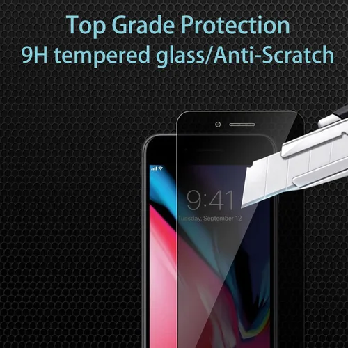 Vista 5 de Paquete de 2 protectores de pantalla de privacidad para iPhone 8 Plus/iPhone 7 Plus, película de vidrio templado, dureza 9H, arañazos, claridad HD