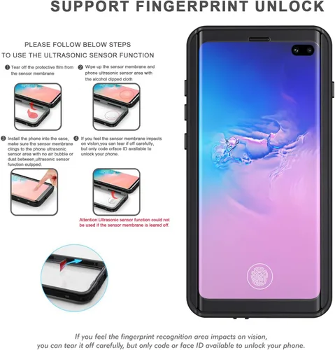 Vista 5 de Lanhiem Funda para Samsung Galaxy S10+ Plus, IP68 impermeable a prueba de polvo con protector de pantalla integrado, carcasa protectora resistente a