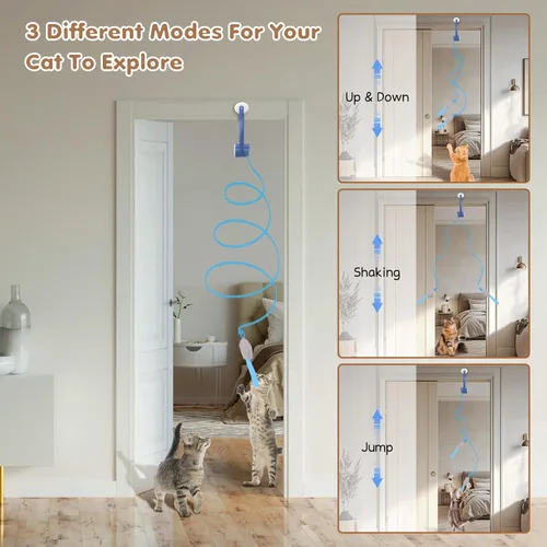 Vista 3 de Juguete interactivo para gatos de interior, inteligente USB recargable en la puerta, juguetes retráctiles automáticos para gatitos, teaser