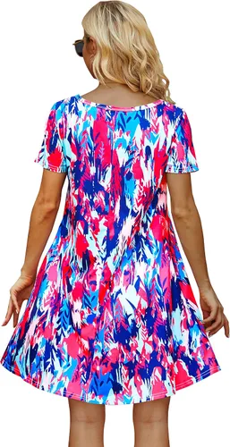 Vista 4 de Summer Dresses for Women Short Sleeve Tshirt Dress with Pockets Beach Sun Dress