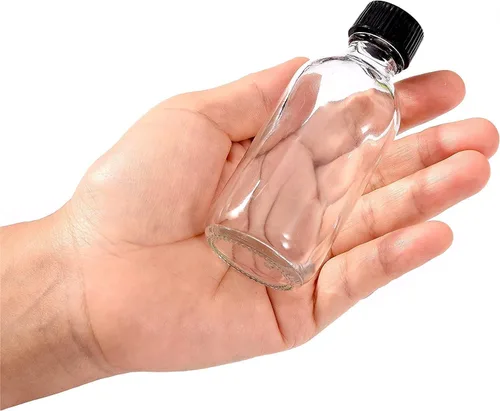 Vista 6 de Smith's Mason Jars Botellas de vidrio de 2 onzas con tapas con embudo de vertido, ideal para botellas de salsa picante, whisky, almacenamiento