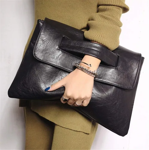Vista 2 de Bolsos de mujer PU cuero femenino embrague bolso mensajero grande sólido alta capacidad