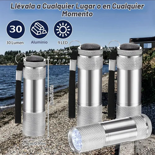 Vista 2 de VIHOSE 12 piezas de linternas mini a granel, linternas de mano brillantes de aluminio con cordón, linternas LED pequeñas para lectura nocturna