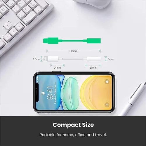Vista 6 de [Certificado MFi de Apple] Apple Lightning a conector de auriculares de 0.138 in para iPhone, paquete de 2 adaptadores de audio auxiliar para iPhone