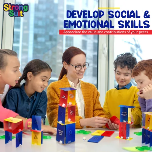 Vista 5 de Juegos socioemocionales para adolescentes y niños mayores de 6 años Juego de terapia de torre de autoestima StrongSuit para consejeros, terapeutas