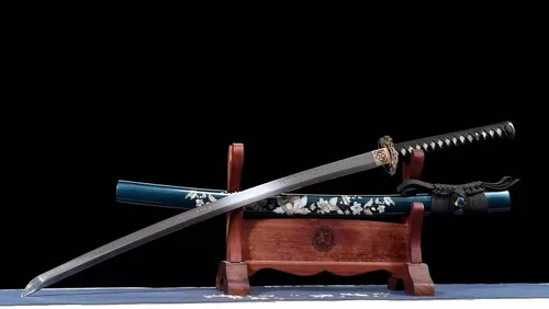 Vista 3 de Espada samurái funcional hecha a mano T10 arcilla de acero templada completa Tang Japón Katana