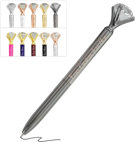 Vista 61 de Bolígrafos de diamante con cristal personalizado con nombre grabado a granel, bolígrafos de metal personalizados, bolígrafos de tinta negra, regalo