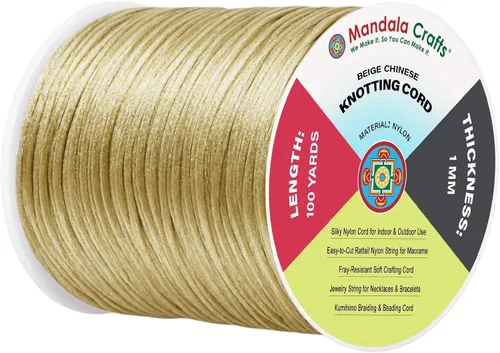 Vista 150 de Mandala Crafts Cordón de satén de cola de rattail de 0.02 in para nudos