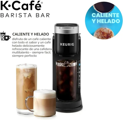 Vista 4 de Keurig K-Café Barista Bar Cafetera de una sola porción, con 3 tamaños de preparación, capacidades de preparación caliente y fría, botón de chupito