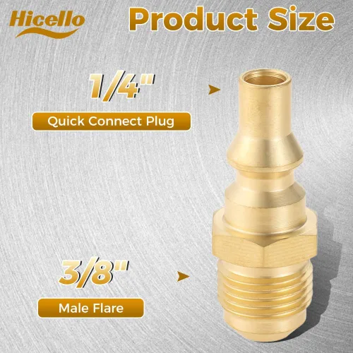 Vista 2 de 2 conectores macho de 3/8 pulgadas a 1/4 de pulgada, enchufe de conexión rápida de latón de gas natural, ajuste de conexión rápida universal