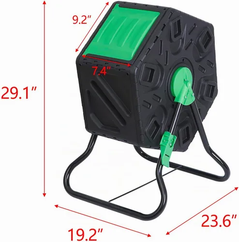 Vista 7 de Nouva Contenedor de compostaje para exteriores, 18.5 galones de una sola cámara, pequeño compostador giratorio, marco de acero, barril resistente