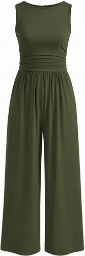 Vista 6 de Ekouaer Overol sin mangas para mujer, overol casual de verano 2-Verde Armada (ArmyGreen)