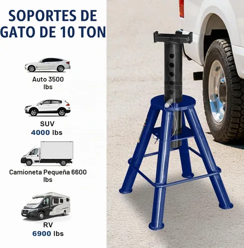 Vista 5 de TCE Soportes de acero resistentes de 10 toneladas (20,000 libras), perfil medio, paquete de 2, T70071, azul