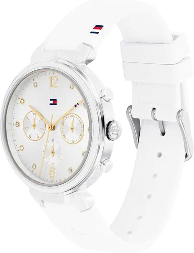 Vista 2 de Tommy Hilfiger Reloj de cuarzo de acero inoxidable para mujer con correa de silicona blanco 12 Modelo 1782342 Blanco Reloj de cuarzo